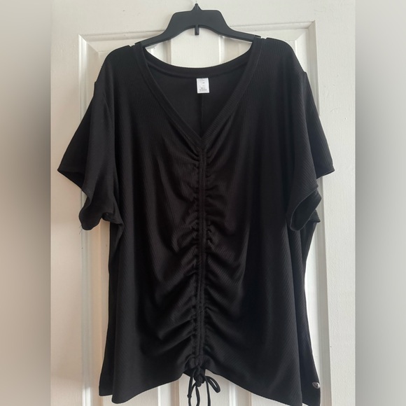 Lane Bryant Tops - Livi by Lane Bryant Black Ruched V-Neck Blouse